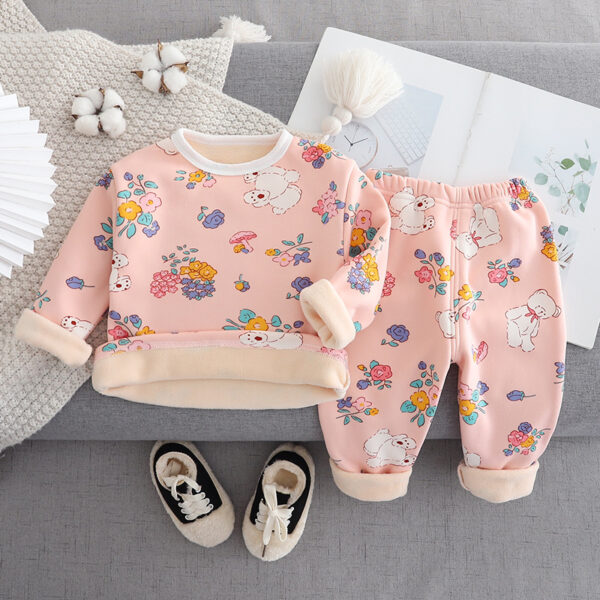 Pink Floral Fleece winter set